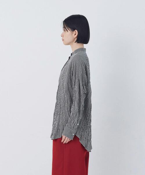 conges payes ADIEU TRISTESSE（コンジェ ペイエ アデュートリステス）の「クリンクル加工2wayシャツ（シャツ/ブラウス・レディース・チェック/ネイビー/ドット・38）」の10枚目の写真