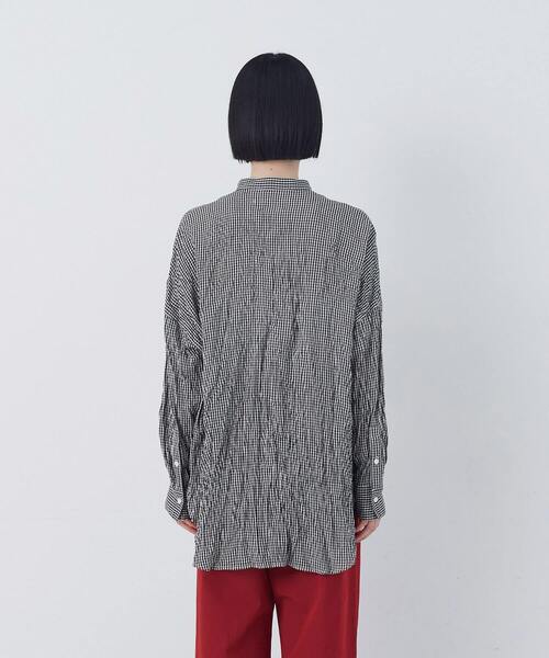 conges payes ADIEU TRISTESSE（コンジェ ペイエ アデュートリステス）の「クリンクル加工2wayシャツ（シャツ/ブラウス・レディース・チェック/ネイビー/ドット・38）」の11枚目の写真