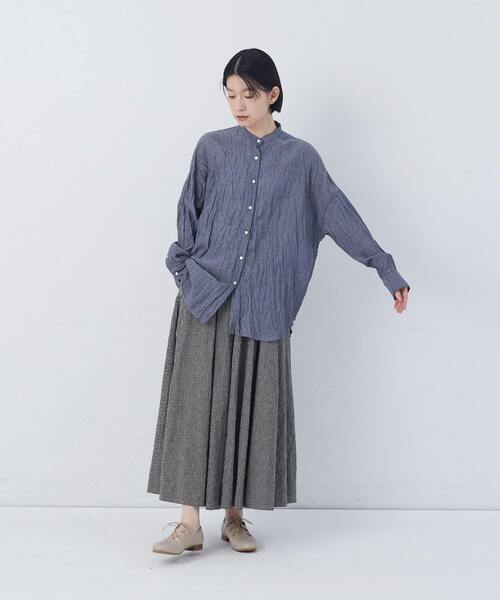 conges payes ADIEU TRISTESSE（コンジェ ペイエ アデュートリステス）の「クリンクル加工2wayシャツ（シャツ/ブラウス・レディース・チェック/ネイビー/ドット・38）」の12枚目の写真