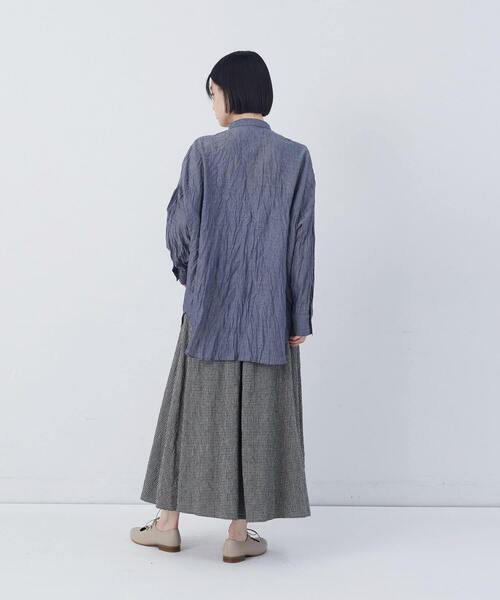 conges payes ADIEU TRISTESSE（コンジェ ペイエ アデュートリステス）の「クリンクル加工2wayシャツ（シャツ/ブラウス・レディース・チェック/ネイビー/ドット・38）」の14枚目の写真
