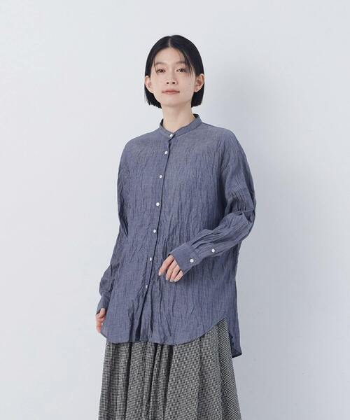 conges payes ADIEU TRISTESSE（コンジェ ペイエ アデュートリステス）の「クリンクル加工2wayシャツ（シャツ/ブラウス・レディース・チェック/ネイビー/ドット・38）」の15枚目の写真