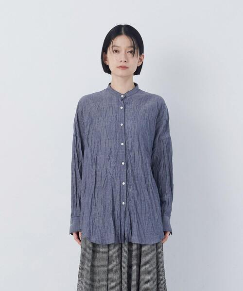 conges payes ADIEU TRISTESSE（コンジェ ペイエ アデュートリステス）の「クリンクル加工2wayシャツ（シャツ/ブラウス・レディース・チェック/ネイビー/ドット・38）」の16枚目の写真