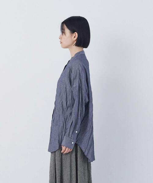conges payes ADIEU TRISTESSE（コンジェ ペイエ アデュートリステス）の「クリンクル加工2wayシャツ（シャツ/ブラウス・レディース・チェック/ネイビー/ドット・38）」の17枚目の写真
