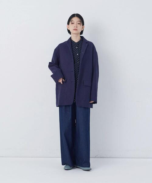conges payes ADIEU TRISTESSE(コンジェ ペイエ アデュートリステス)の「クリンクル加工2wayシャツ(シャツ/ブラウス・レディース・チェック/ネイビー/ドット・38)」の4枚目の写真