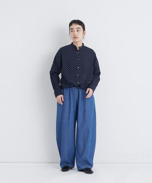 conges payes ADIEU TRISTESSE(コンジェ ペイエ アデュートリステス)の「クリンクル加工2wayシャツ(シャツ/ブラウス・レディース・チェック/ネイビー/ドット・38)」の5枚目の写真