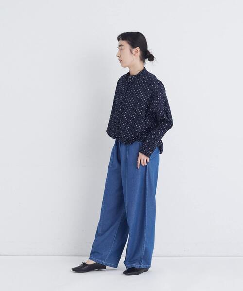 conges payes ADIEU TRISTESSE(コンジェ ペイエ アデュートリステス)の「クリンクル加工2wayシャツ(シャツ/ブラウス・レディース・チェック/ネイビー/ドット・38)」の6枚目の写真
