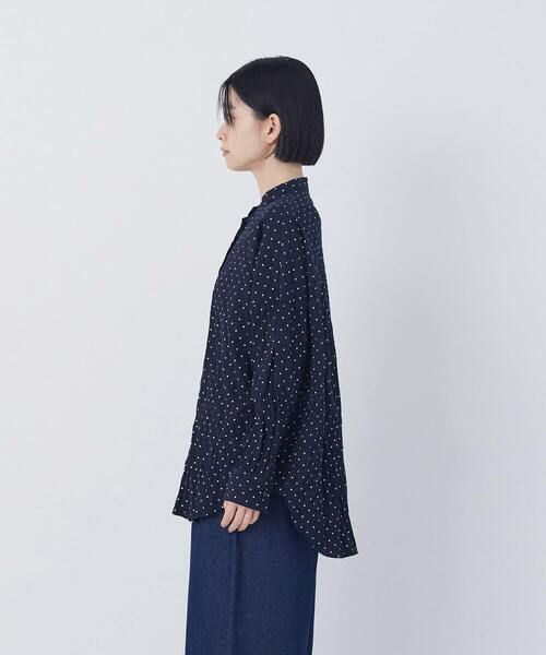 conges payes ADIEU TRISTESSE(コンジェ ペイエ アデュートリステス)の「クリンクル加工2wayシャツ(シャツ/ブラウス・レディース・チェック/ネイビー/ドット・38)」の10枚目の写真