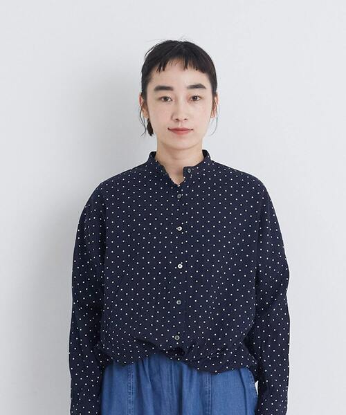 conges payes ADIEU TRISTESSE(コンジェ ペイエ アデュートリステス)の「クリンクル加工2wayシャツ(シャツ/ブラウス・レディース・チェック/ネイビー/ドット・38)」の12枚目の写真