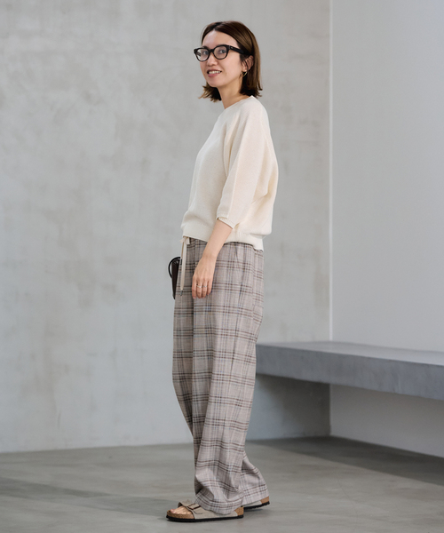 FRAMeWORK（フレームワーク）の「ピグメントダイハーフスリーブニット（ニット/セーター・レディース・サックスブルー/カーキ/アイボリー・FREE）」の8枚目の写真