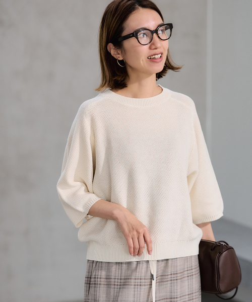 FRAMeWORK（フレームワーク）の「ピグメントダイハーフスリーブニット（ニット/セーター・レディース・サックスブルー/カーキ/アイボリー・FREE）」の10枚目の写真