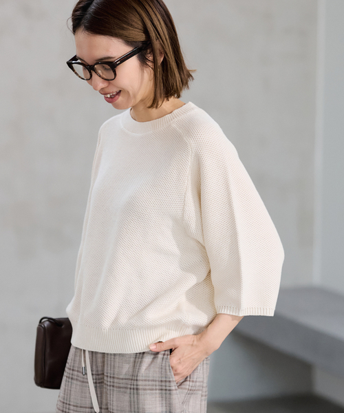 FRAMeWORK（フレームワーク）の「ピグメントダイハーフスリーブニット（ニット/セーター・レディース・サックスブルー/カーキ/アイボリー・FREE）」の11枚目の写真