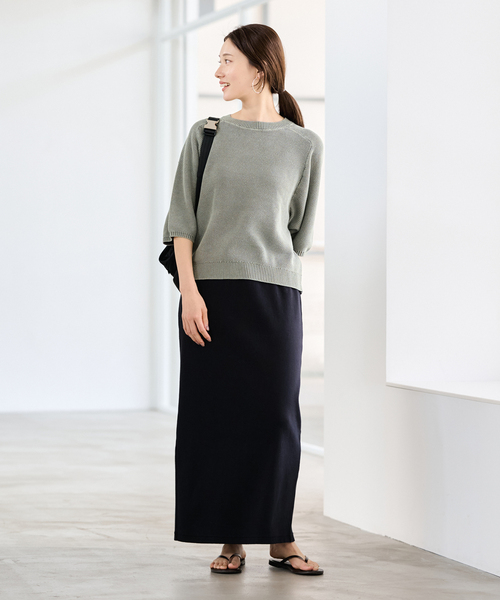 FRAMeWORK（フレームワーク）の「ピグメントダイハーフスリーブニット（ニット/セーター・レディース・サックスブルー/カーキ/アイボリー・FREE）」の22枚目の写真