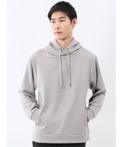 m.f.editorial(エムエフエディトリアル)の「【ストレッチ フーディー】m.f.エディトリアル メンズ ふくれジャガード プルパーカー(パーカー・メンズ・ホワイト/グレー系その他2/ダークグリーン/ブラック・MEDIUM/LARGE/X-LARGE)」の3枚目の写真