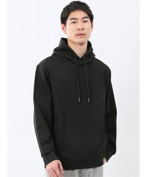 m.f.editorial(エムエフエディトリアル)の「【ストレッチ フーディー】m.f.エディトリアル メンズ ふくれジャガード プルパーカー(パーカー・メンズ・ホワイト/グレー系その他2/ダークグリーン/ブラック・MEDIUM/LARGE/X-LARGE)」の2枚目の写真