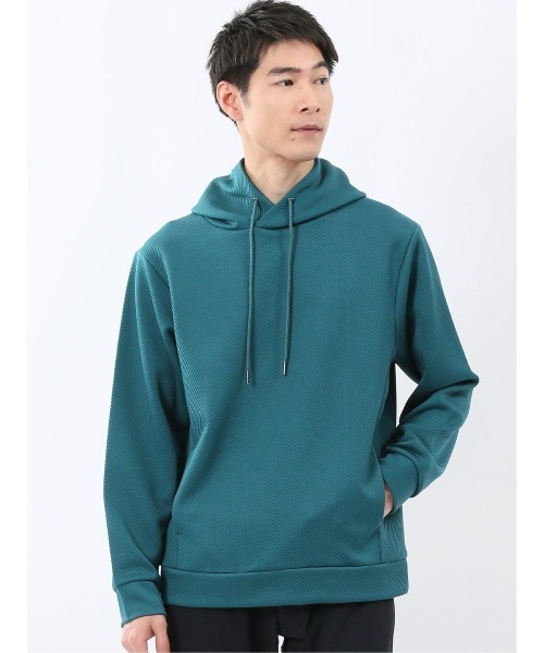 m.f.editorial(エムエフエディトリアル)の「【ストレッチ フーディー】m.f.エディトリアル メンズ ふくれジャガード プルパーカー(パーカー・メンズ・ホワイト/グレー系その他2/ダークグリーン/ブラック・MEDIUM/LARGE/X-LARGE)」の4枚目の写真