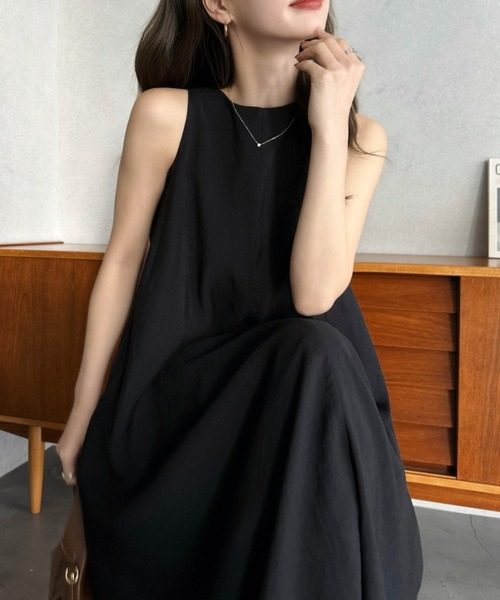 Eclat one(エクラワン)の「【Eclat one】リラックス Aライン バルーン ヘム ロング ワンピース(ワンピース・レディース・ホワイト/ベージュ/ブラック・FREE)」の13枚目の写真