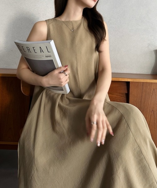 Eclat one(エクラワン)の「【Eclat one】リラックス Aライン バルーン ヘム ロング ワンピース(ワンピース・レディース・ホワイト/ベージュ/ブラック・FREE)」の21枚目の写真