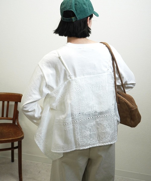 gossara(ゴサラ)の「【いつものコーデをアップデート】総刺繍シアーキャミ(キャミソール・レディース・ブラック/オフホワイト・FREE)」の14枚目の写真