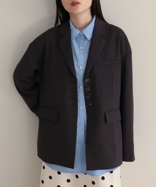 fredy emue（フレディエミュ）の「シングルオーバーテーラードジャケット（テーラードジャケット・レディース・チャコールグレー/ベージュ・38）」の4枚目の写真