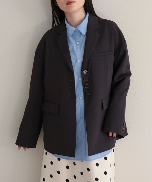 fredy emue（フレディエミュ）の「シングルオーバーテーラードジャケット（テーラードジャケット・レディース・チャコールグレー/ベージュ・38）」の5枚目の写真