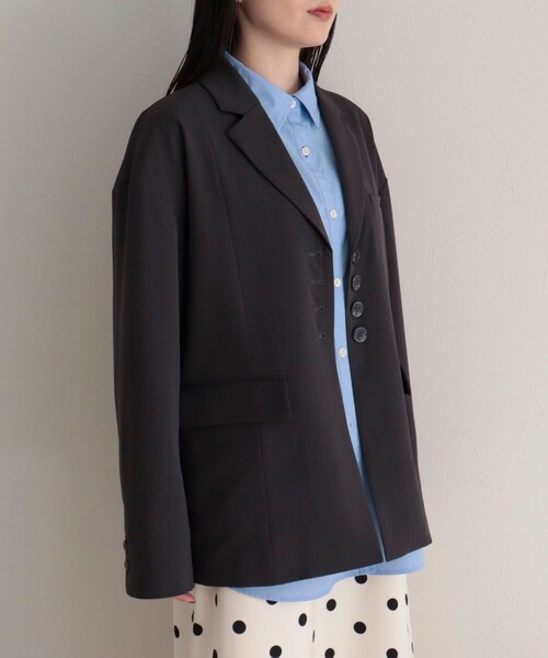 fredy emue（フレディエミュ）の「シングルオーバーテーラードジャケット（テーラードジャケット・レディース・チャコールグレー/ベージュ・38）」の7枚目の写真