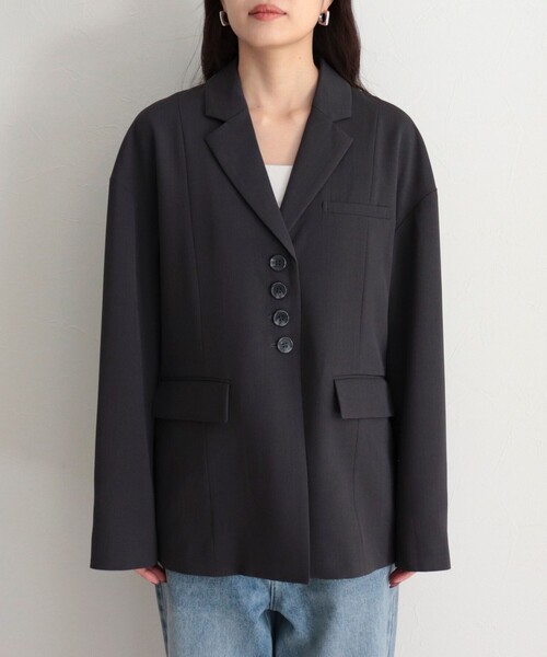 fredy emue（フレディエミュ）の「シングルオーバーテーラードジャケット（テーラードジャケット・レディース・チャコールグレー/ベージュ・38）」の9枚目の写真