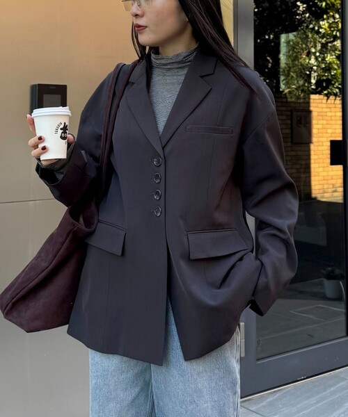 fredy emue（フレディエミュ）の「シングルオーバーテーラードジャケット（テーラードジャケット・レディース・チャコールグレー/ベージュ・38）」の20枚目の写真