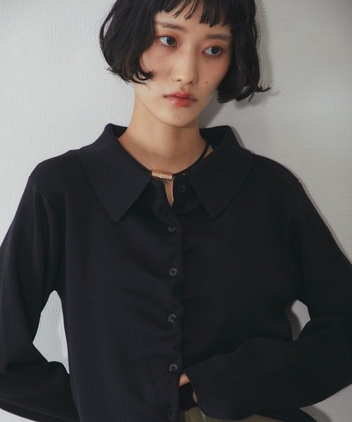 ANOTHER S(アナザーエス)の「襟付きフロントシャーリングニット(ニット/セーター・レディース・オフホワイト/イエロー/ブラック・FREE)」の14枚目の写真