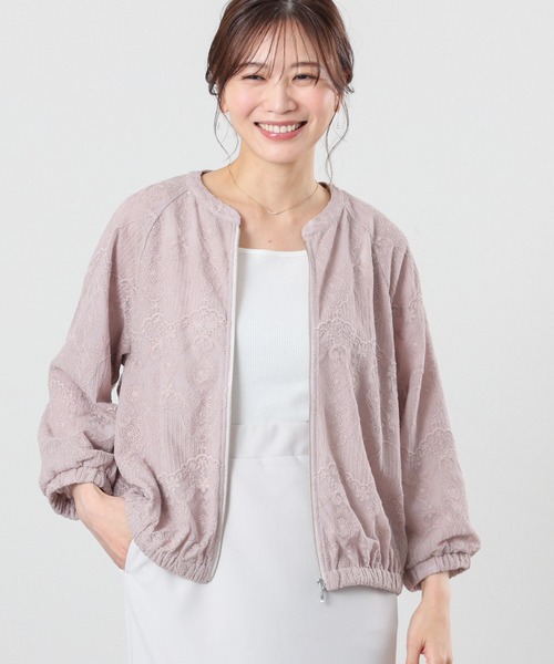 GLACIER lusso（グラシアルッソ）の「８分袖レースブルゾン（ブルゾン・レディース・アイボリー/ピンクベージュ/ブラック・L/LL/M/S）」の3枚目の写真