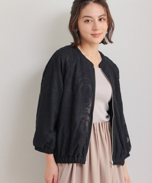 GLACIER lusso（グラシアルッソ）の「８分袖レースブルゾン（ブルゾン・レディース・アイボリー/ピンクベージュ/ブラック・L/LL/M/S）」の2枚目の写真