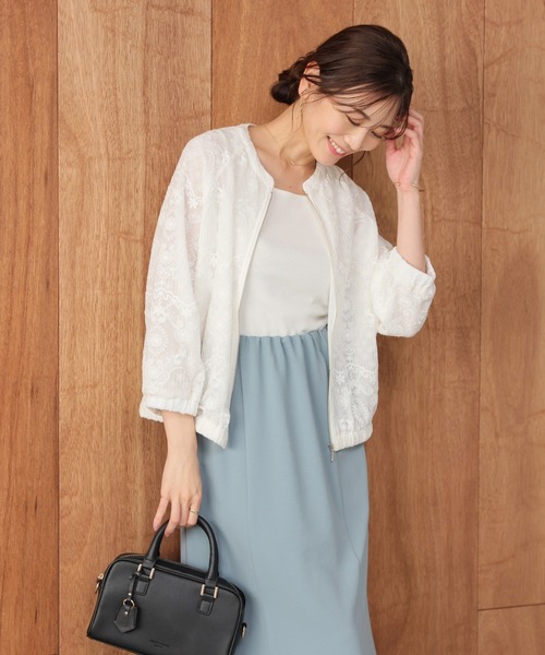 GLACIER lusso（グラシアルッソ）の「８分袖レースブルゾン（ブルゾン・レディース・アイボリー/ピンクベージュ/ブラック・L/LL/M/S）」の6枚目の写真