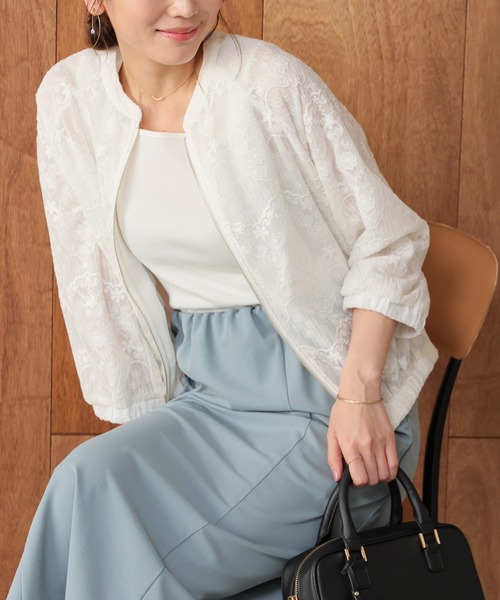 GLACIER lusso（グラシアルッソ）の「８分袖レースブルゾン（ブルゾン・レディース・アイボリー/ピンクベージュ/ブラック・L/LL/M/S）」の7枚目の写真