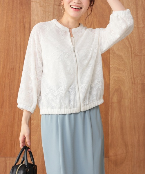 GLACIER lusso（グラシアルッソ）の「８分袖レースブルゾン（ブルゾン・レディース・アイボリー/ピンクベージュ/ブラック・L/LL/M/S）」の8枚目の写真