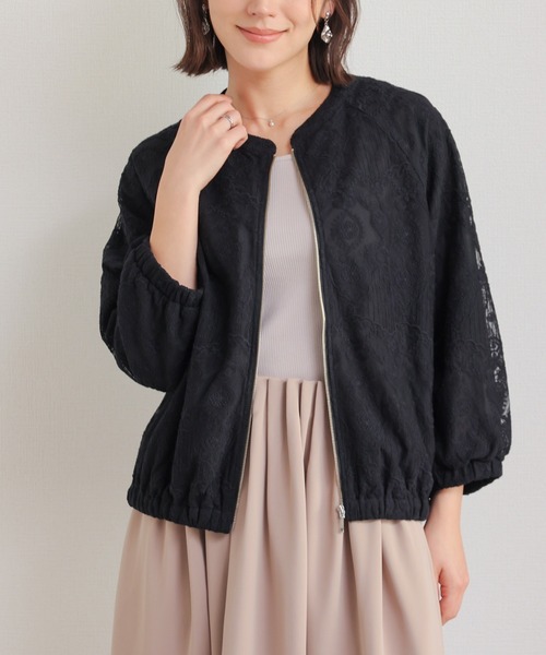 GLACIER lusso（グラシアルッソ）の「８分袖レースブルゾン（ブルゾン・レディース・アイボリー/ピンクベージュ/ブラック・L/LL/M/S）」の13枚目の写真