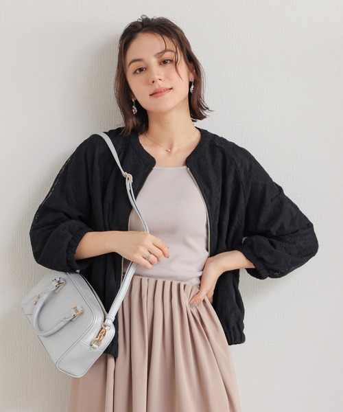 GLACIER lusso（グラシアルッソ）の「８分袖レースブルゾン（ブルゾン・レディース・アイボリー/ピンクベージュ/ブラック・L/LL/M/S）」の15枚目の写真