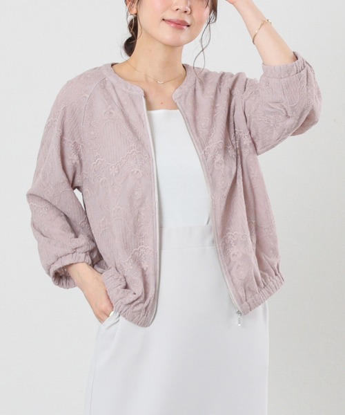 GLACIER lusso（グラシアルッソ）の「８分袖レースブルゾン（ブルゾン・レディース・アイボリー/ピンクベージュ/ブラック・L/LL/M/S）」の17枚目の写真
