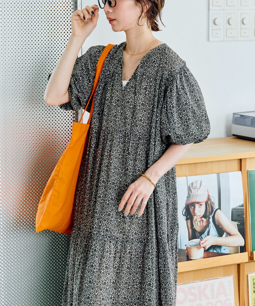 FREAK'S STORE(フリークスストア)の「限定展開 インド 2トーン 花柄 半袖 スキッパー ワンピース(ワンピース・レディース・ブラック/ブルー/グリーン/レッド・SMALL/MEDIUM)」の16枚目の写真
