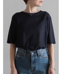 バイカラーシアーポリ クルーネックTEE