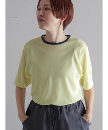 バイカラーシアーポリ クルーネックTEE