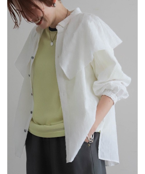 FIL DE FER(フィルデフェール)の「バイカラーシアーポリ クルーネックTEE(Tシャツ/カットソー・レディース・ネイビー/イエロー・FREE)」の11枚目の写真