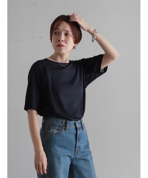 FIL DE FER(フィルデフェール)の「バイカラーシアーポリ クルーネックTEE(Tシャツ/カットソー・レディース・ネイビー/イエロー・FREE)」の20枚目の写真