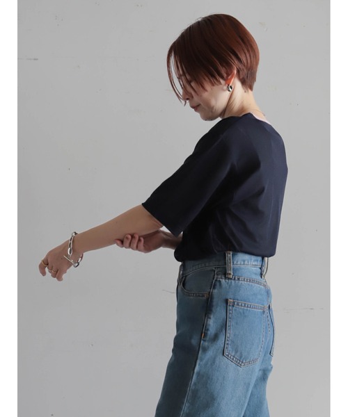FIL DE FER(フィルデフェール)の「バイカラーシアーポリ クルーネックTEE(Tシャツ/カットソー・レディース・ネイビー/イエロー・FREE)」の21枚目の写真