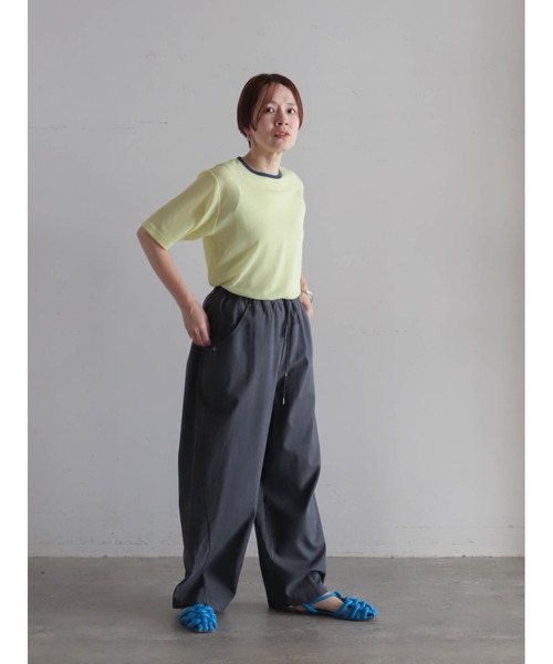 FIL DE FER(フィルデフェール)の「バイカラーシアーポリ クルーネックTEE(Tシャツ/カットソー・レディース・ネイビー/イエロー・FREE)」の6枚目の写真