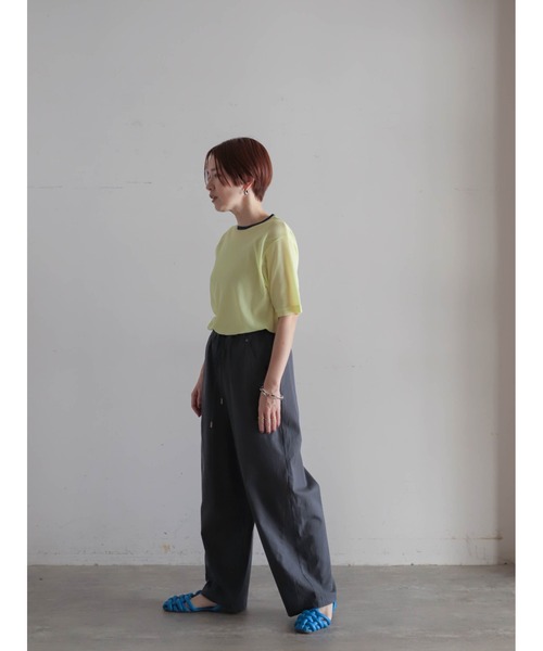 FIL DE FER(フィルデフェール)の「バイカラーシアーポリ クルーネックTEE(Tシャツ/カットソー・レディース・ネイビー/イエロー・FREE)」の7枚目の写真