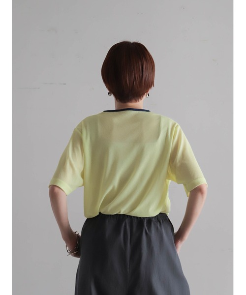 FIL DE FER(フィルデフェール)の「バイカラーシアーポリ クルーネックTEE(Tシャツ/カットソー・レディース・ネイビー/イエロー・FREE)」の5枚目の写真