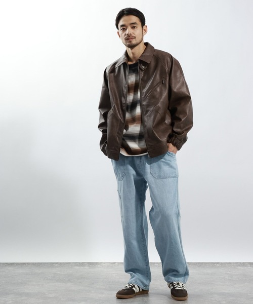 BAYFLOW(ベイフロー)の「フェイクレザージャケット(ブルゾン・メンズ・ブラウン/ブラック・LARGE/MEDIUM)」の5枚目の写真