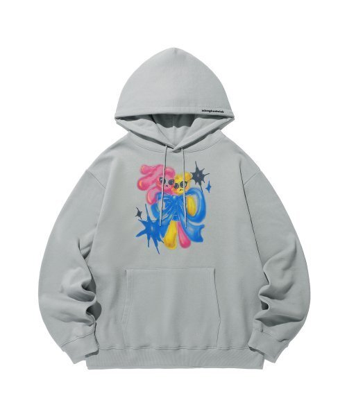 NICE GHOST CLUB(ナイスゴーストクラブ)の「BUNNYBEAR SPRAY ARTWORK HOODIE_LIGHT GREY(NG2ESUM409A)(パーカー・レディース・その他・L/S/M)」の1枚目の写真