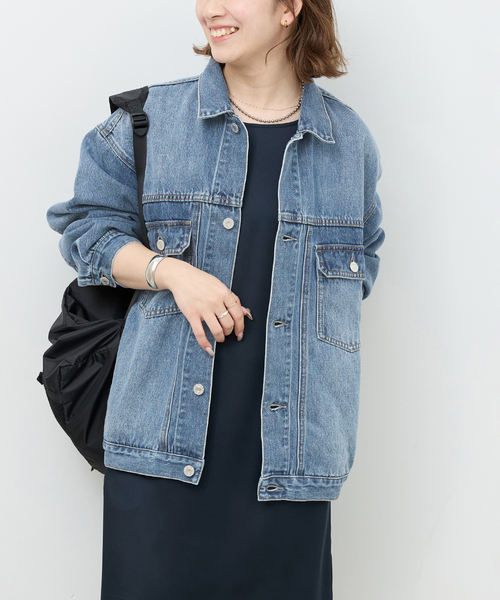 JOURNAL STANDARD relume（ジャーナルスタンダード　レリューム）の「デニムトラッカージャケット（デニムジャケット・レディース・ライトグレー/ブルー・FREE）」の2枚目の写真