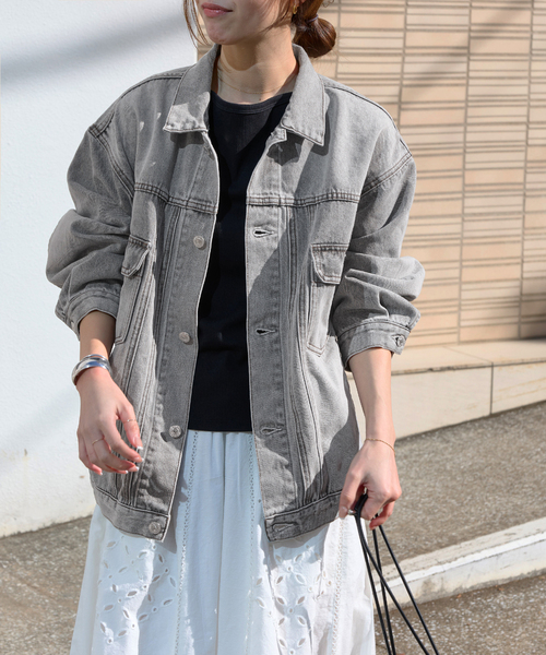 JOURNAL STANDARD relume（ジャーナルスタンダード　レリューム）の「デニムトラッカージャケット（デニムジャケット・レディース・ライトグレー/ブルー・FREE）」の6枚目の写真