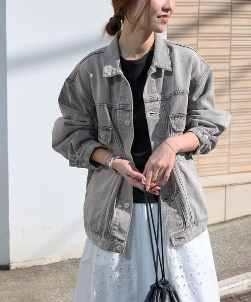 JOURNAL STANDARD relume（ジャーナルスタンダード　レリューム）の「デニムトラッカージャケット（デニムジャケット・レディース・ライトグレー/ブルー・FREE）」の7枚目の写真